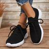 Fashion Spring Autumn Breathable Knitted Sneakers Women 2025 Plus Size Non Slip Sport Shoes Woman Comfort Soft Sole Flats Shoes Female