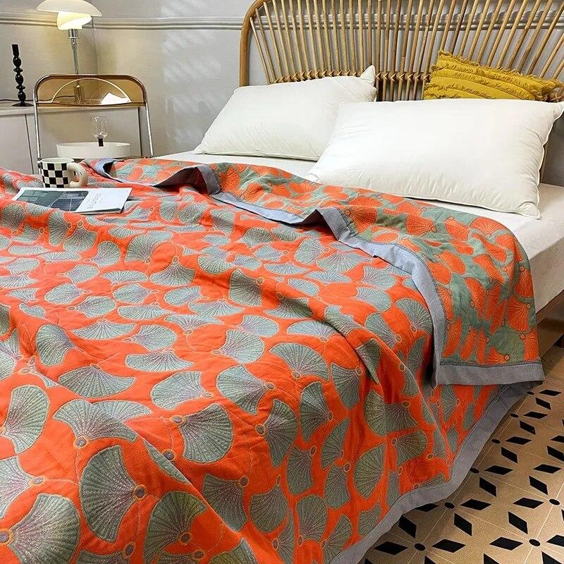 Хлопковое вязаное одеяло класса А для мамы и ребенка, тройное пряжа, многофункциональное покрывало, одеяло для кровати, мягкое одеяло с кондиционером