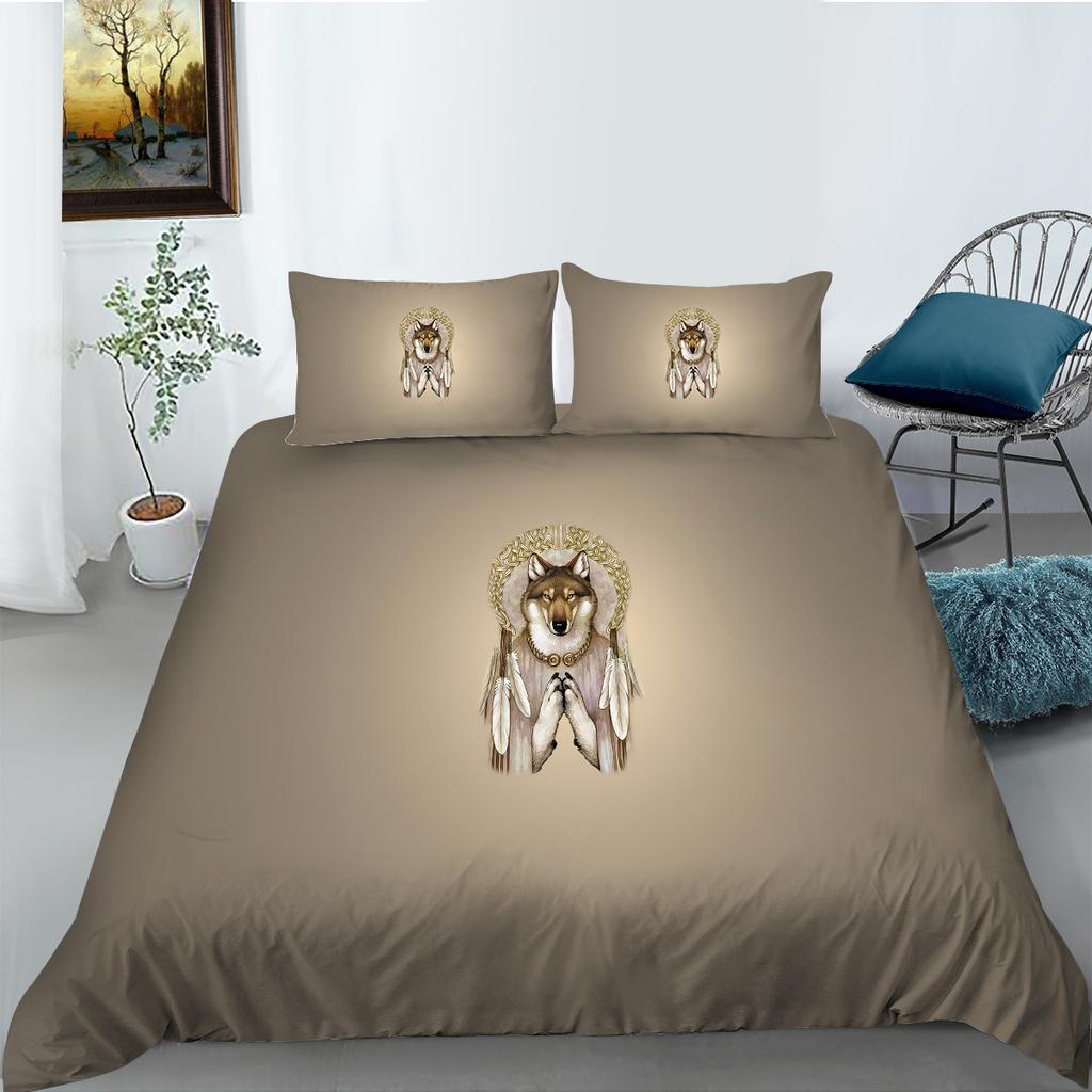 Wolf Digital Printing Quilt Cover Pillowcase Two Three Piece Set Polyester