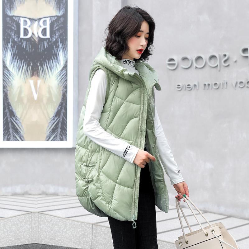 Women Autumn Winter Outwear Thicken Waistcoat Cotton Padded Hooded Sleeveless Jacket Coat Vest