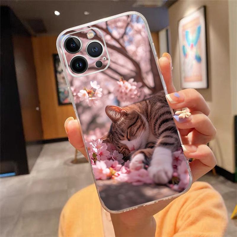 Чехол для телефона с милым котом для iphone 15 14 Pro Max 13 12 11 Pro Max XSMax XR 12 13 mini 14 Plus