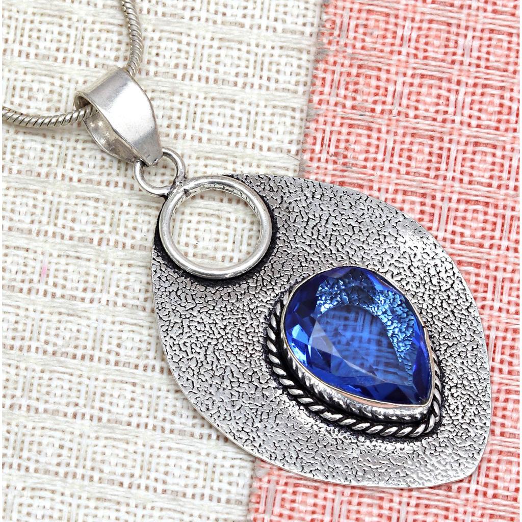 Комплект ювелирных изделий из танзанита, кварцевый драгоценный камень, подвеска, ожерелье 18-20 дюймов