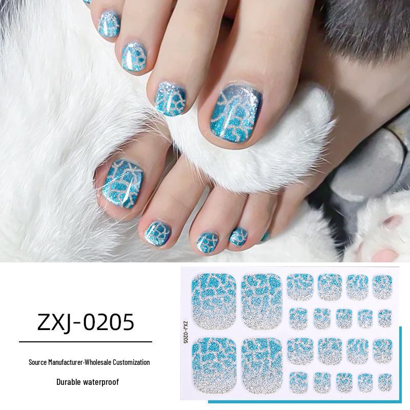 Летние радужные омбре блестящие водостойкие наклейки для ногтей на ногах