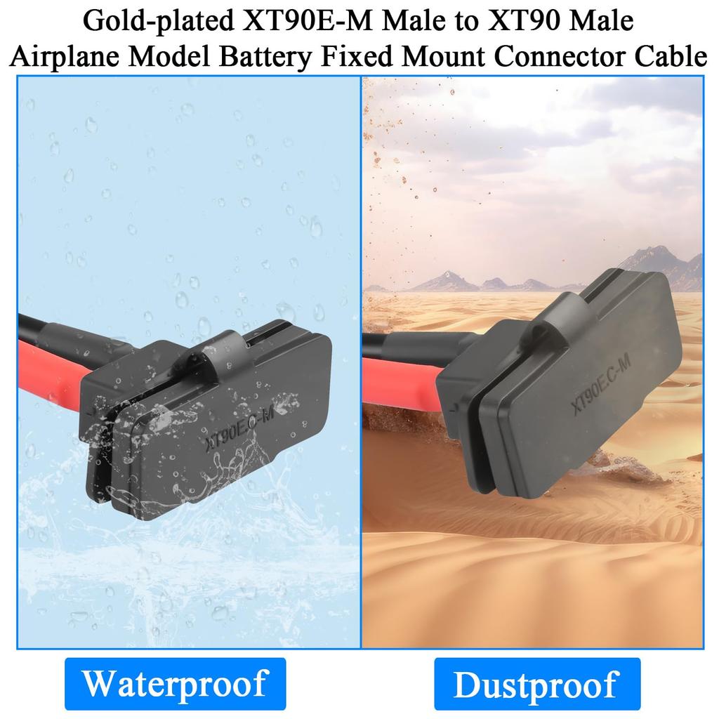 Кабель XT90E-M Папа на XT90 Папа 30см 10AWG Позолоченный с Креплением на Панель, Защитным Колпачком – RC Адаптер для Lipo Аккумулятора