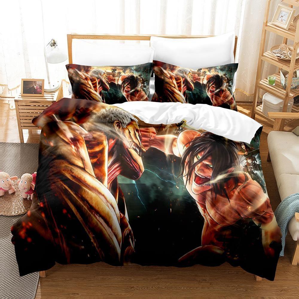 New Attack On Titan Bedding Set Single Twin Full Queen King Size Bed Set Adult Kid Bedroom Duvet Cover Sets Anime Bed Sheet Set