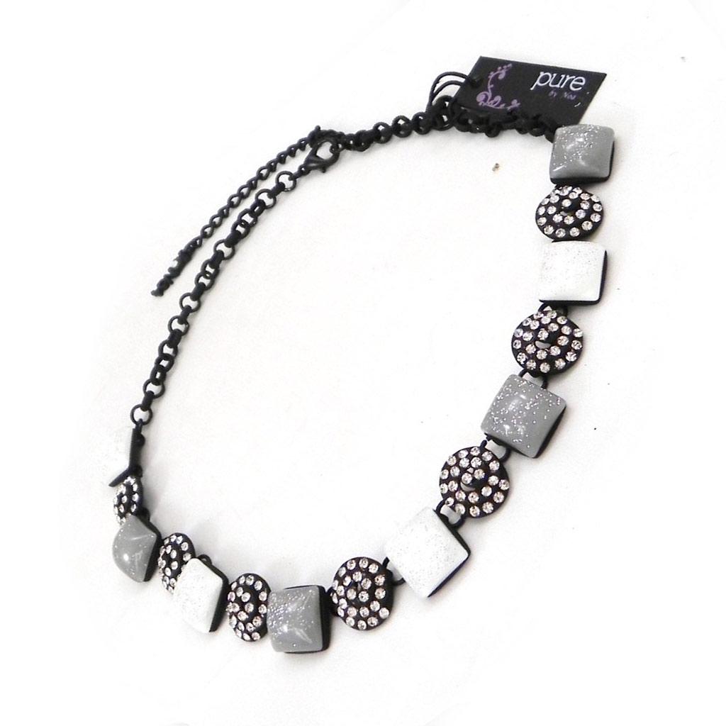 NOA [I2180] - Дизайнерское колье 'Sissi' серо-белое