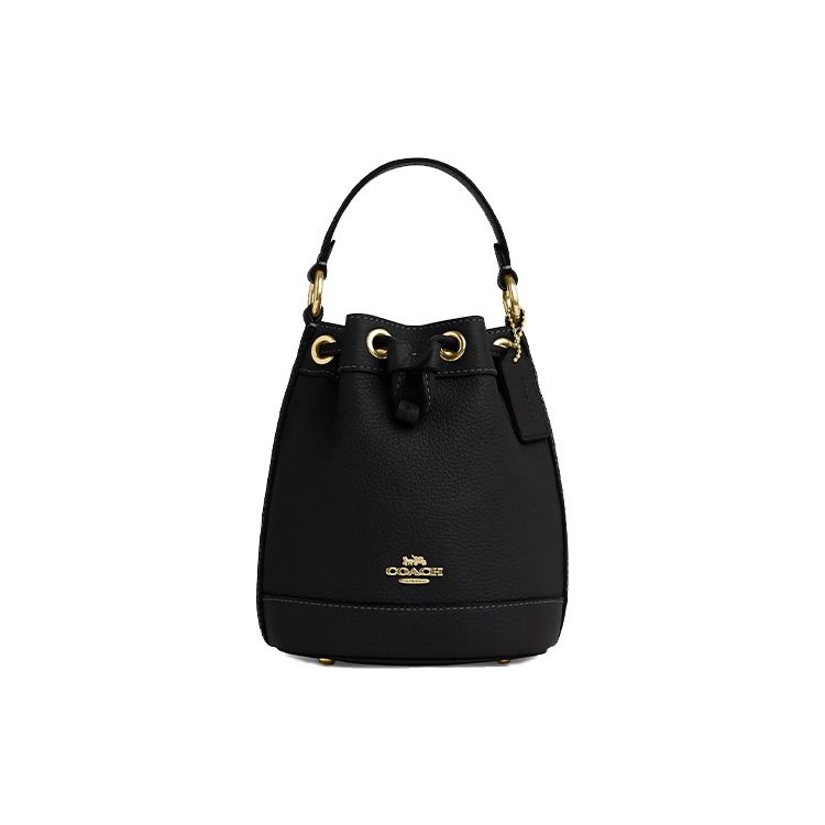 Coach Сумка-ведро с кулиской и логотипом Dempsey из 15 букв Женские сумки Черный CN683-IMBLK