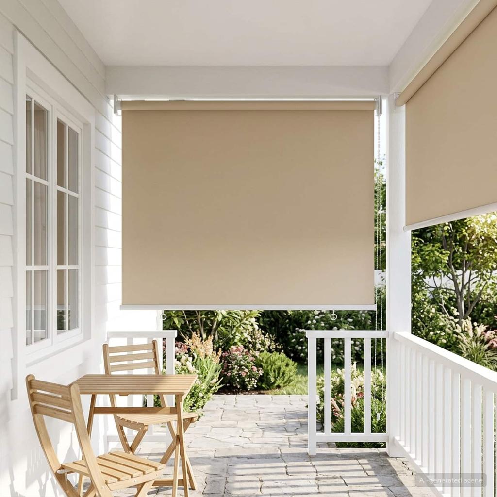 Outdoor Roller Blinds with UV Protection Beige 100 x 140 cm