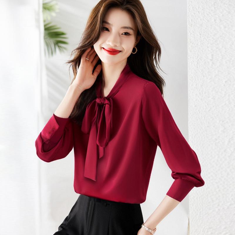 Осенняя шифоновая белая рубашка с бантом для женщин, новая модная рубашка, профессиональный роскошный топ
