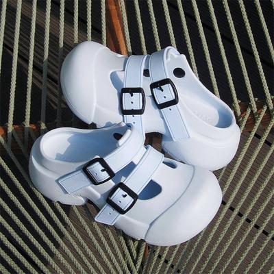 Модные женские повседневные сандалии на платформе, слипоны с пряжкой, модные клоги, мягкие ЭВА, летняя обувь для студенток, домашние уличные шлепанцы