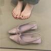Niche Bag Head Sandals New Temperament Elegant Bow Pointed Head Shallow Mouth Empty Foot Shoes