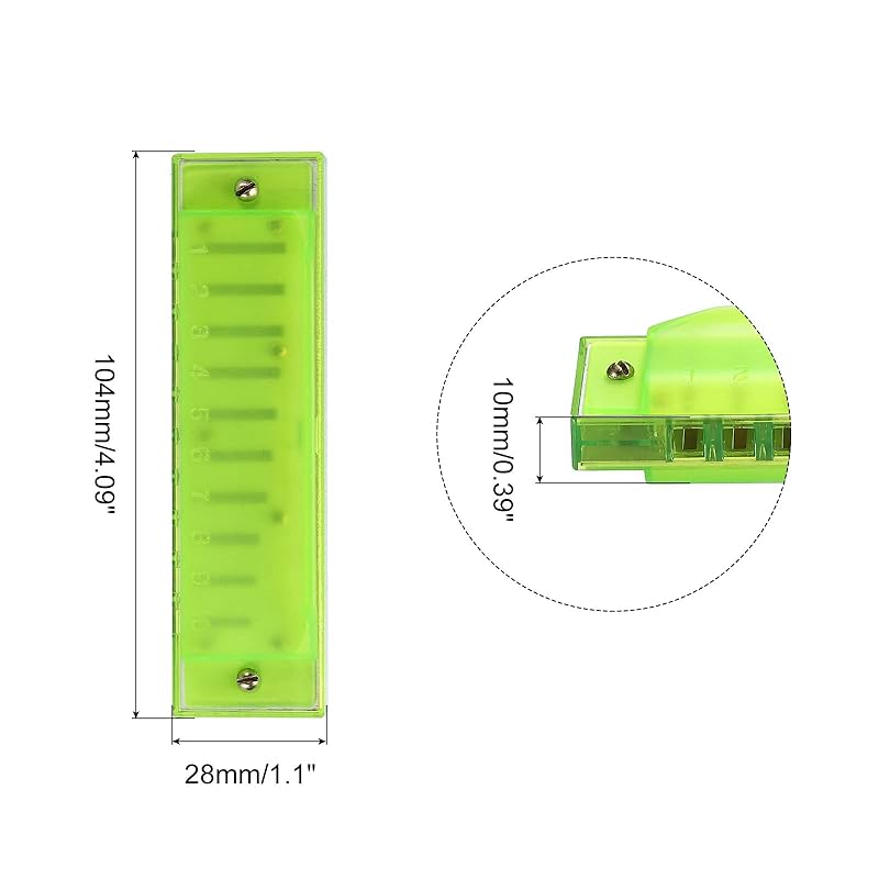 PATIKIL Clear Variety Translucent Harmonica 10 Holes Green ABS Harp Mouth With PVC Box Beginners To Musical Instruments Education Adult Professional