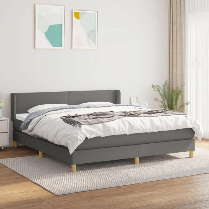 Maison Exclusive - Sommier à lattes de lit avec matelas Gris foncé 180x200cm Tissu