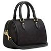 Coach Мини-сумка Boston Duffle из коричневого фирменного канваса с подвеской-сердечком и золотой фурнитурой для повседневного использования