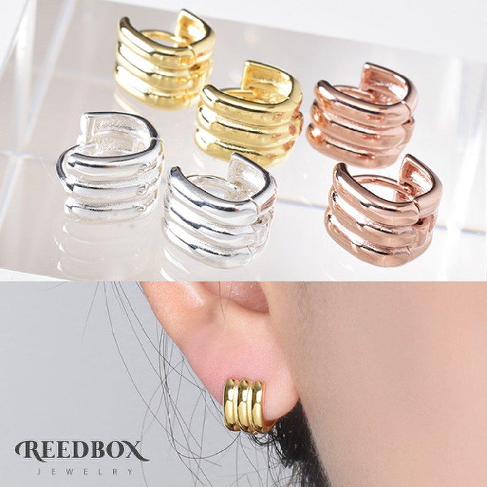 Silver 925 Essential Triple Mini One-Touch Earrings