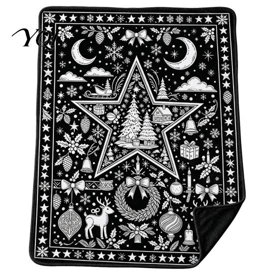 Creative Arts And Crafts Gifts Christmas DIY Coloring Blanket for Adults Kids, Color Your Own Blanket, 59" x 51" Soft Cozy Polyester Couch Cover Throw
