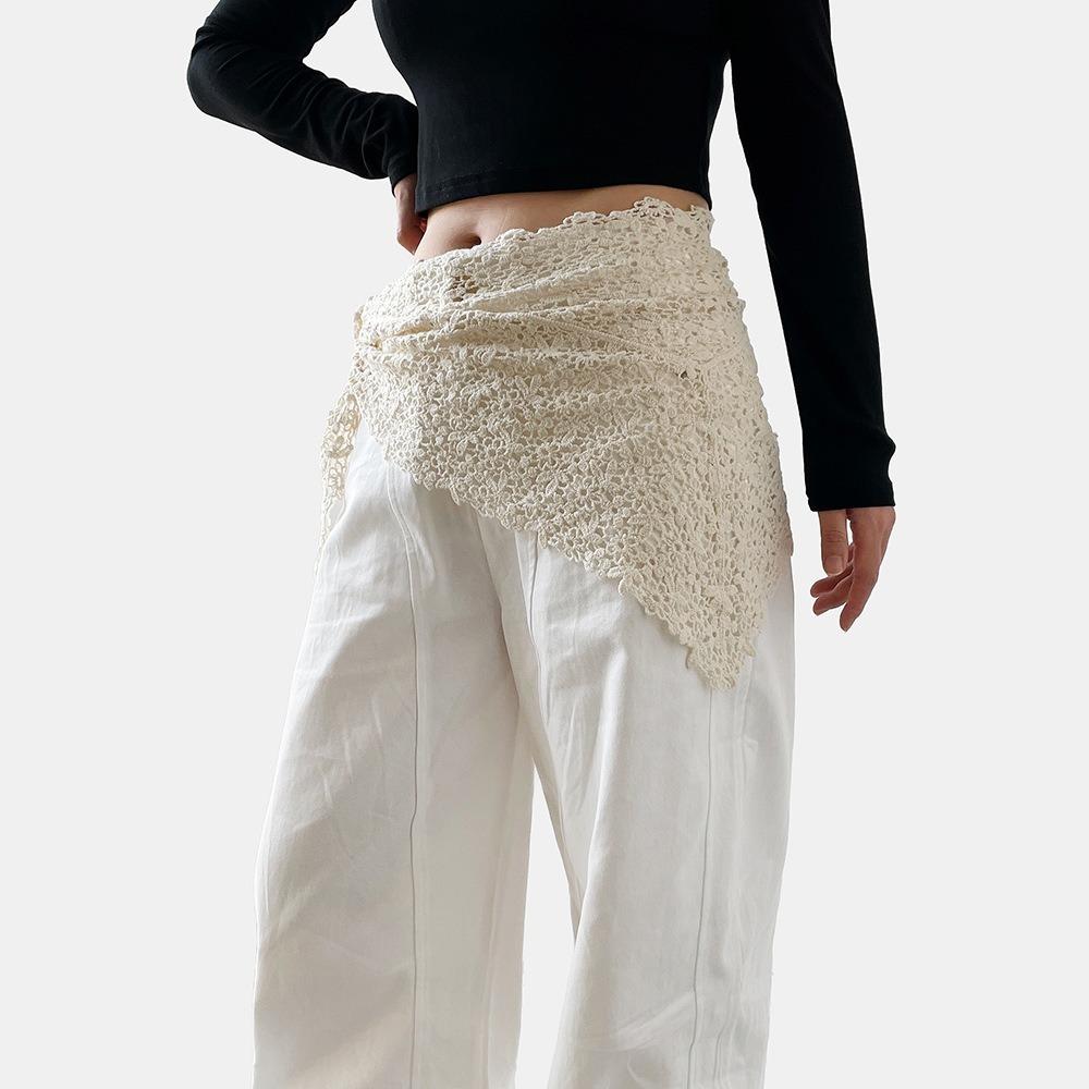 Lace Design Fake Collar Scarf Triangle Shape Simple Flower Triangle Scarf Summer Fabric All-match Style Flower Scarves