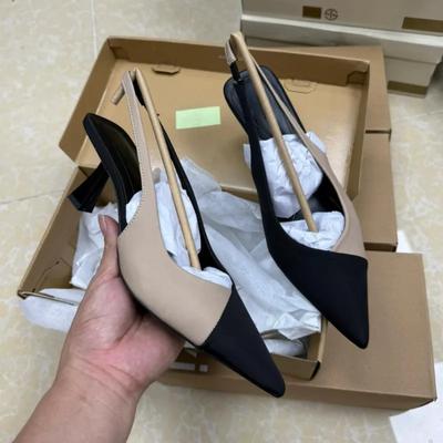 Модные элегантные туфли-лодочки с острым носком для офисной леди, шикарные лодочки-слингбэки в стиле пэчворк, весна 2025, большой размер, роскошный дизайн, туфли на высоком каблуке для женщин