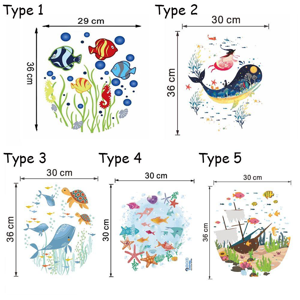 Commode Ornament Home Decor Bathroom Cartoon Fish Sea-lives Decals Toilet Stickers Underwater World