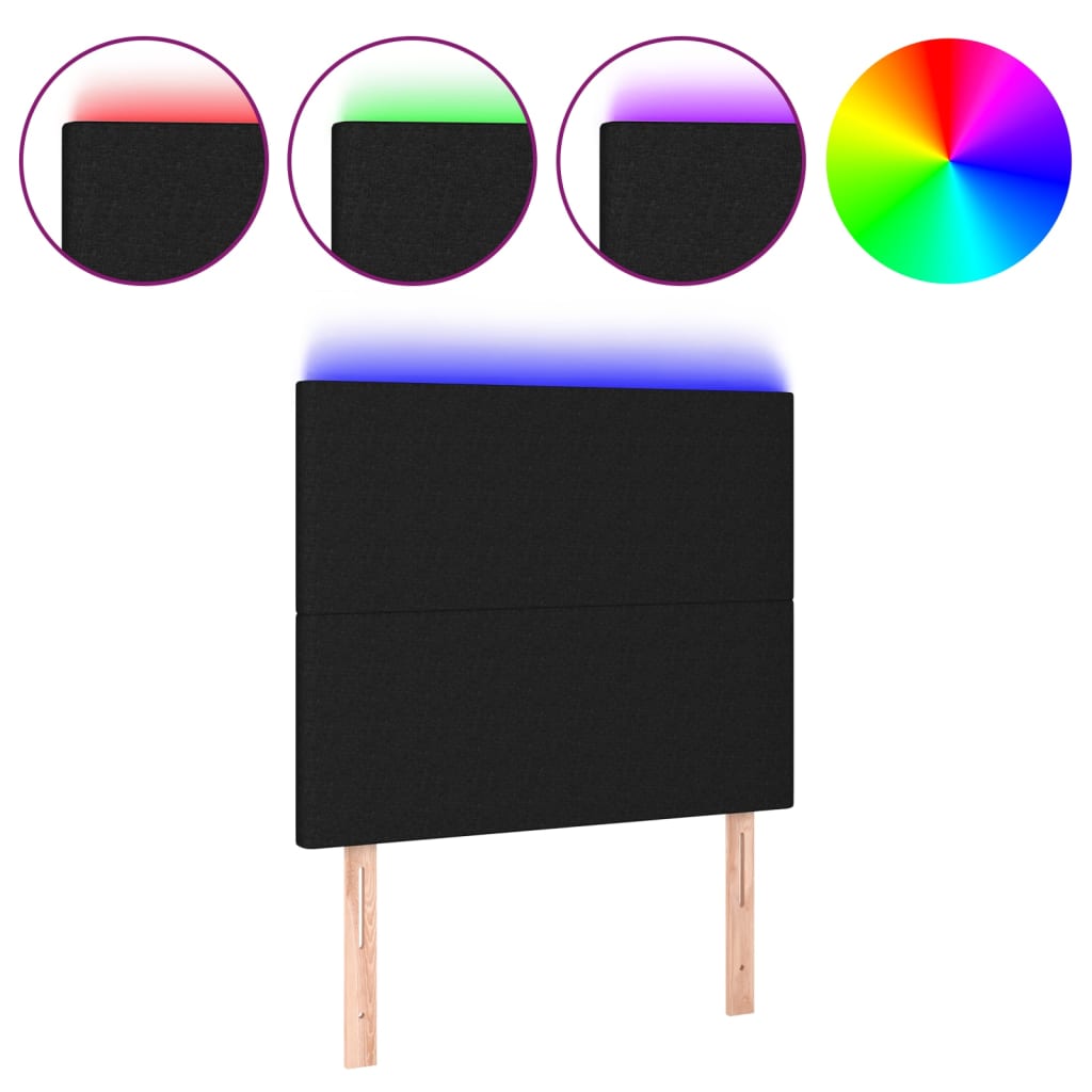 Vidaxl Zagłówek Do Łóżka Z Led, Czarny, 80X5X118/128 Cm, Tkanina