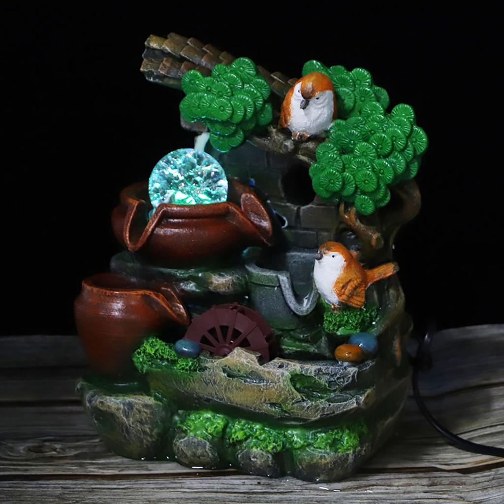 Оригинальный домашний настольный фонтанный орнамент, имитирующий рокарий, украшение стола с подсветкой, вилка 110 В