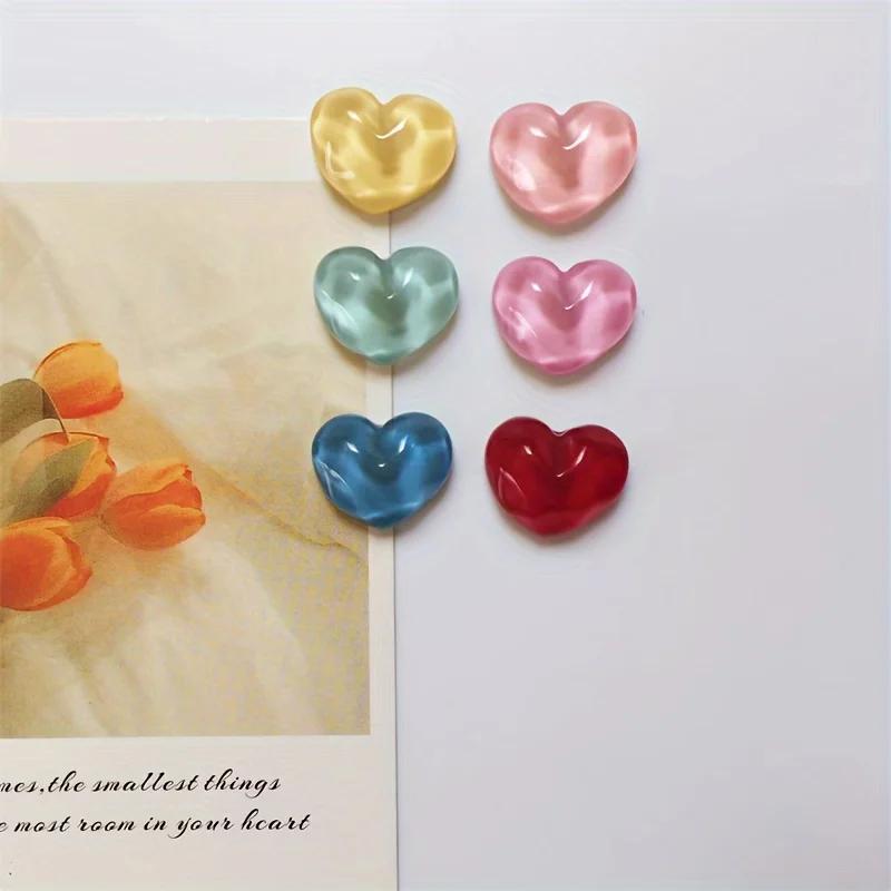 Набор из 6 магнитов на холодильник в форме сердца, прочный пластиковый дизайн с водной рябью, магнитная доска с рисунком, аксессуары для холодильника