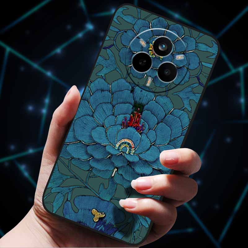 For Realme 14 Pro 5G Case 14Pro+ Soft Silicone Bumper 3D Flowers Emboss Phone Cases for Realme 14 Pro+ Plus Back Covers Shells