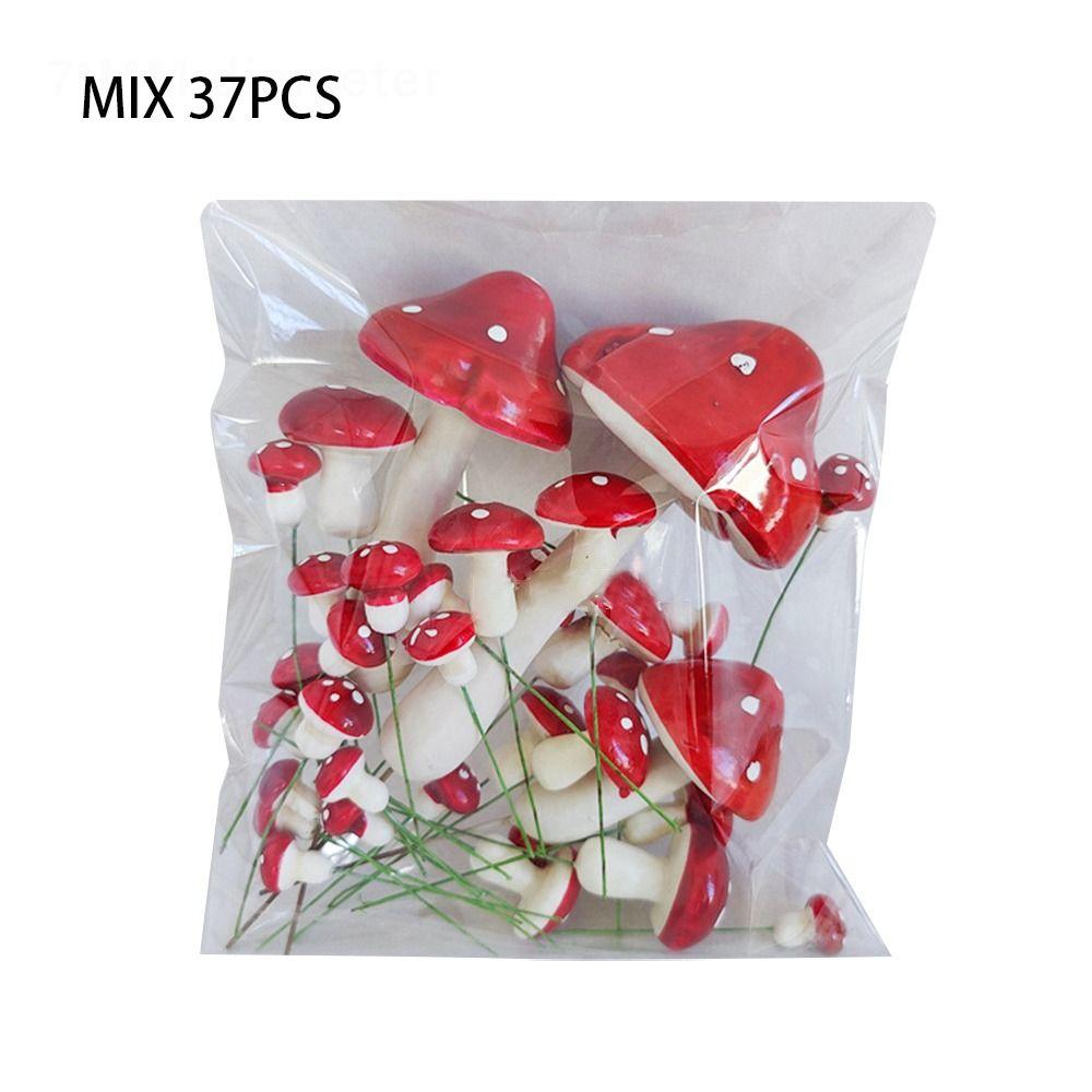 Foam Simulated Mushroom Cake Topper Dessert Decor Happy Birthday Cake Decorating Cake Insert Set