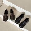 Flat-bottomed Small Leather Shoes Doudou Soft Leather Black Professional Loafers Women's British Style Small Black Summer Work Shoes Spring and Autumn