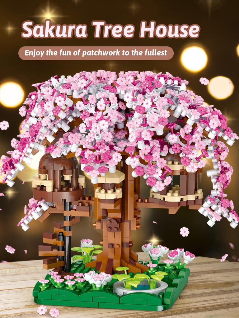 Игрушка-конструктор розовый домик на дереве с цветущей сакурой радужный домик на дереве конструктор детская игрушка для сборки родителями и детьми