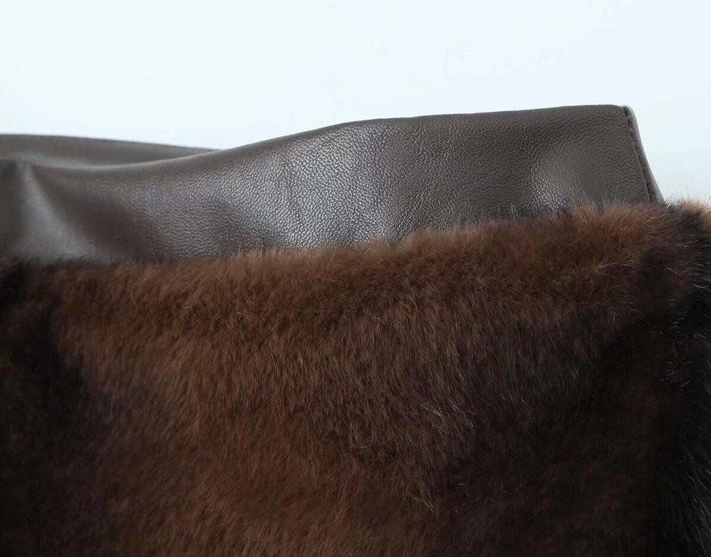 Юбка мини из искусственного меха в европейском и американском стиле - Коллекция Осень/Зима