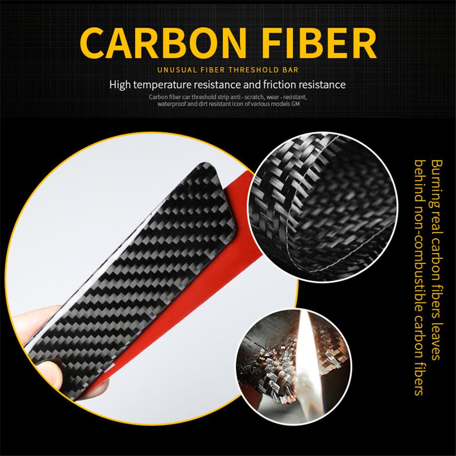 4 шт. Накладки на пороги дверей спортивного автомобиля, накладка из углеродного волокна, резиновая накладка, защита от царапин