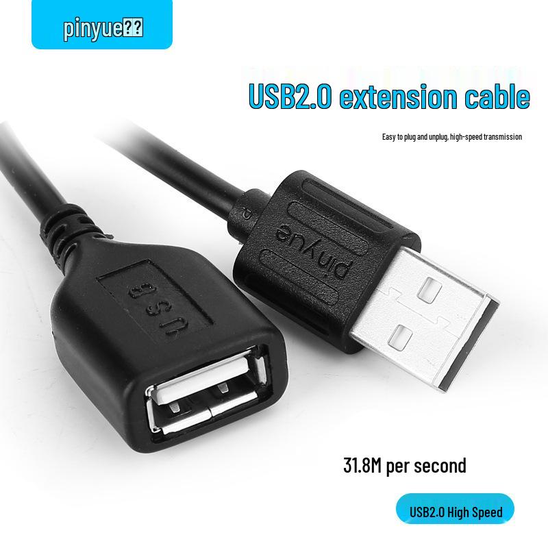 3-метровый черный USB-удлинитель: От мужчины к женщине для компьютеров, накопителей, клавиатур, мышей, сетевых устройств, принтеров