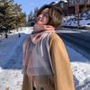Pink Gray Plaid Wool Scarf Women's Autumn and Winter Versatile New High-end Sense Gift Scarf for Girls