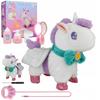 [PACZB][1] Interactive Plush Unicorn on a Leash, Battery Operated / WHITE / U881B