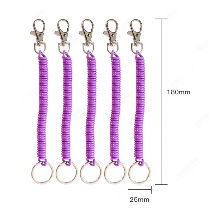 Эластичная пружинная веревка, брелки для ключей, серебряный цвет, металлический карабин для кемпинга, анти-потерянный телефон, пружинный брелок