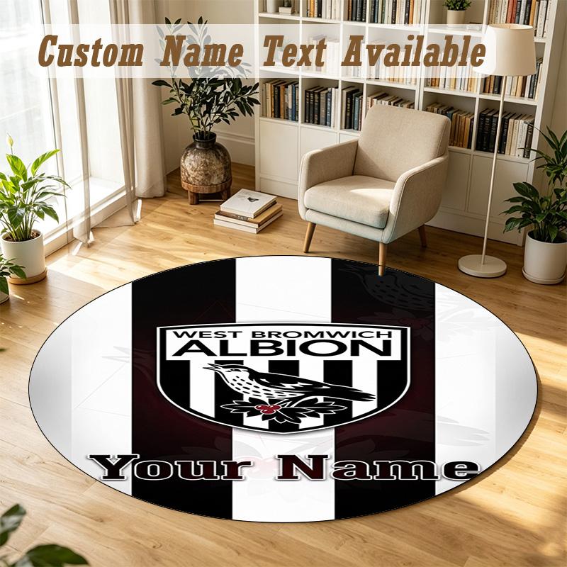 Round Rug Custom NameWest Bromwich Albion FC Pattern Non Slip Carpet Home Floor Decor