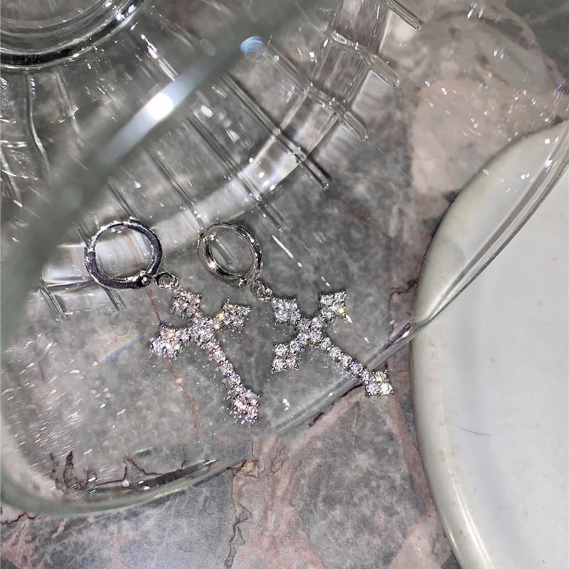 Personalized Unique Hoop Earrings Ear Buckle Jesus Cross Silver Pendant Earrings Jewelry