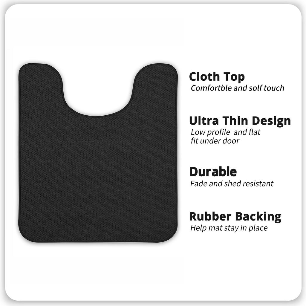 U Shaped Bathroom Rug Black Absorbent Non Slip Washable Floor Mat 20x24 Inch