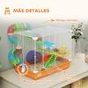 Hamster Cage with Tunnel, Bowl, Water Bottle, House, Ramp, Exercise Wheel, Removable Tray, 46x30x37 cm, Orange