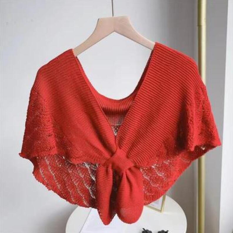 Women's Sweet Crochet Lace Tassels Knit Wide Collar Cape Shawl