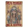 1pc Vintage Style Aluminum Hippie Decorative Sign - Wall Mounted Aluminum Sign, Bohemian Design, Peace Sign Hand Gesture
