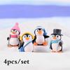 4pcs/set DIY Crafts Mini Winter Penguin Miniature Figurine Christmas Figures for Fairy Garden Decor