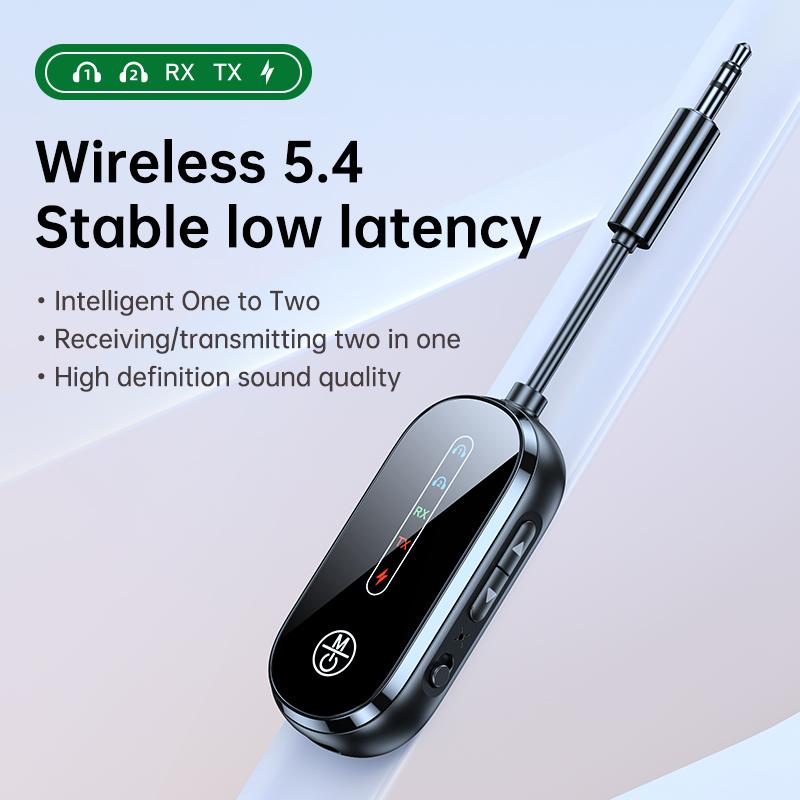2 в 1 Bluetooth 5.4 передатчик приемник стерео 3.5 мм AUX самолет аудио беспроводной адаптер микрофон для ТВ ПК наушники автомобиль самолет