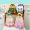 Trendy Korean Style Dual Color School Backpack For Kids With Breathable Nylon Fabric