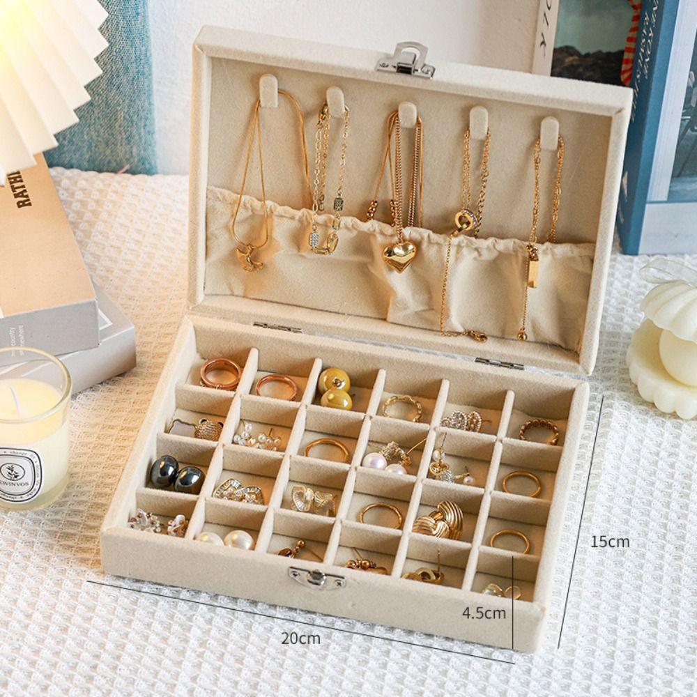 Dustproof Jewelry Storage Box Flip Lid Divided Necklace Tray Classification