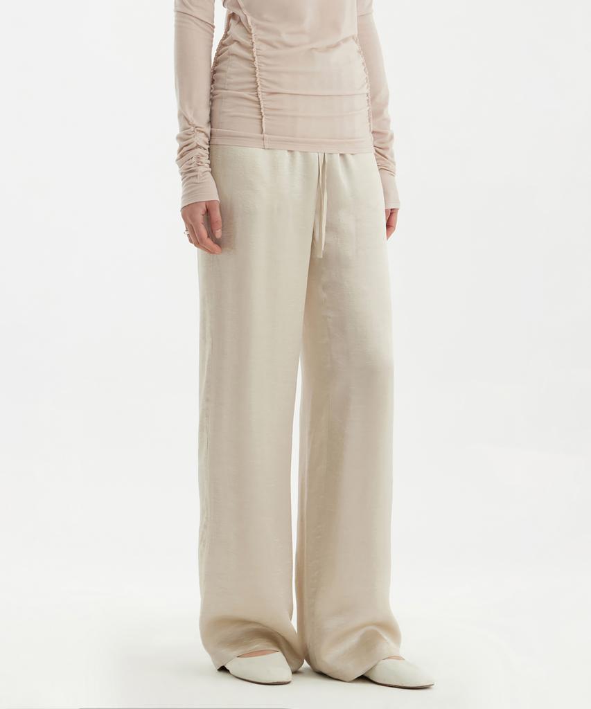YOUTH Fluid Straight-Leg Pants - Light Beige