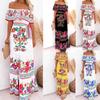 Bohemian Floral Chiffon Maxi Dress - Women's Beach Vacation Style