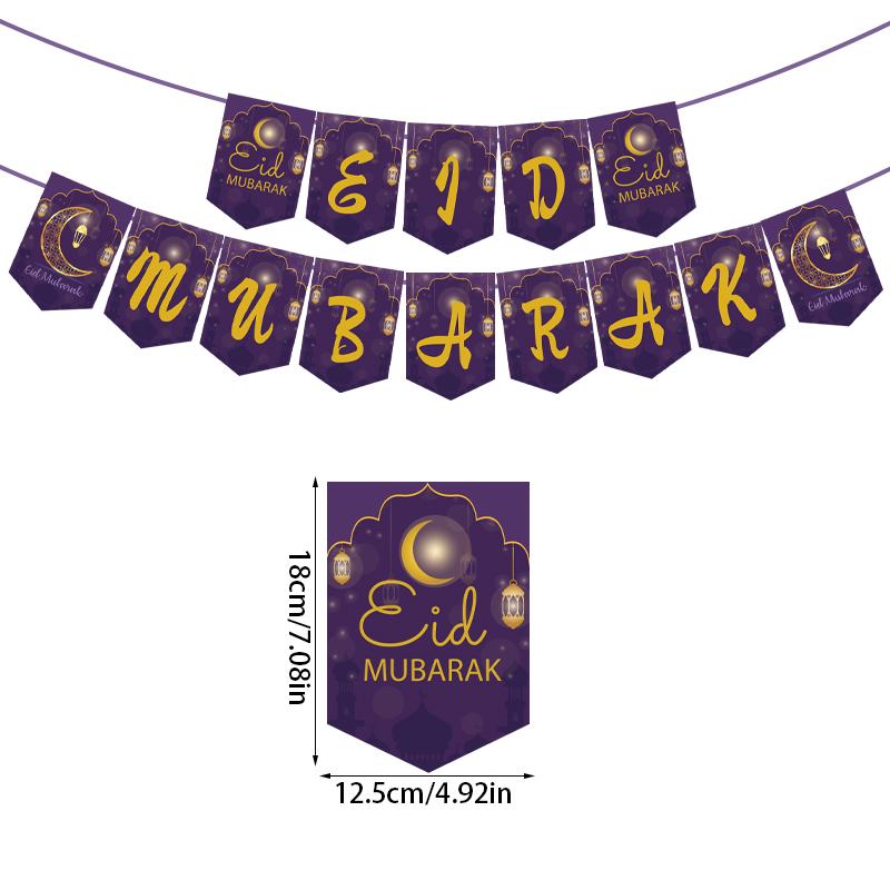 NEW Eid Mubarak Banner Garland Moon Letter Paper Bunting Garland Ramadan Kareem Decoration 2025 Islamic Muslim Party Supplies