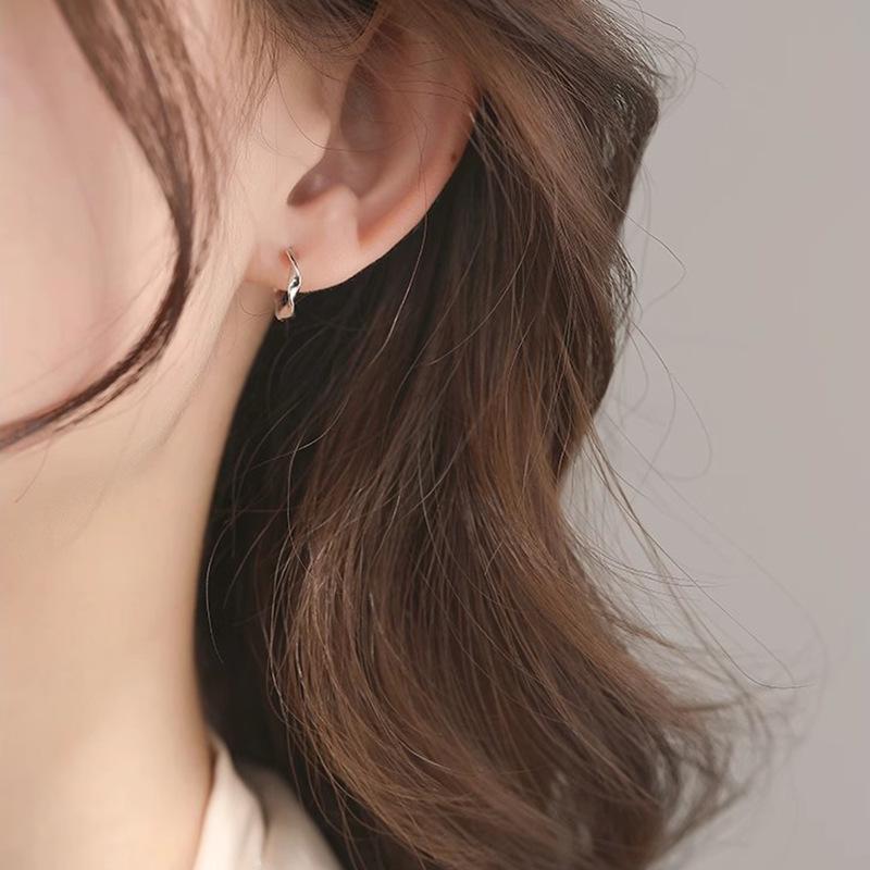 S925 Sterling Silver Hoop Earrings, Women's High-End Niche Stud Earrings, Trendy Plain Hoops